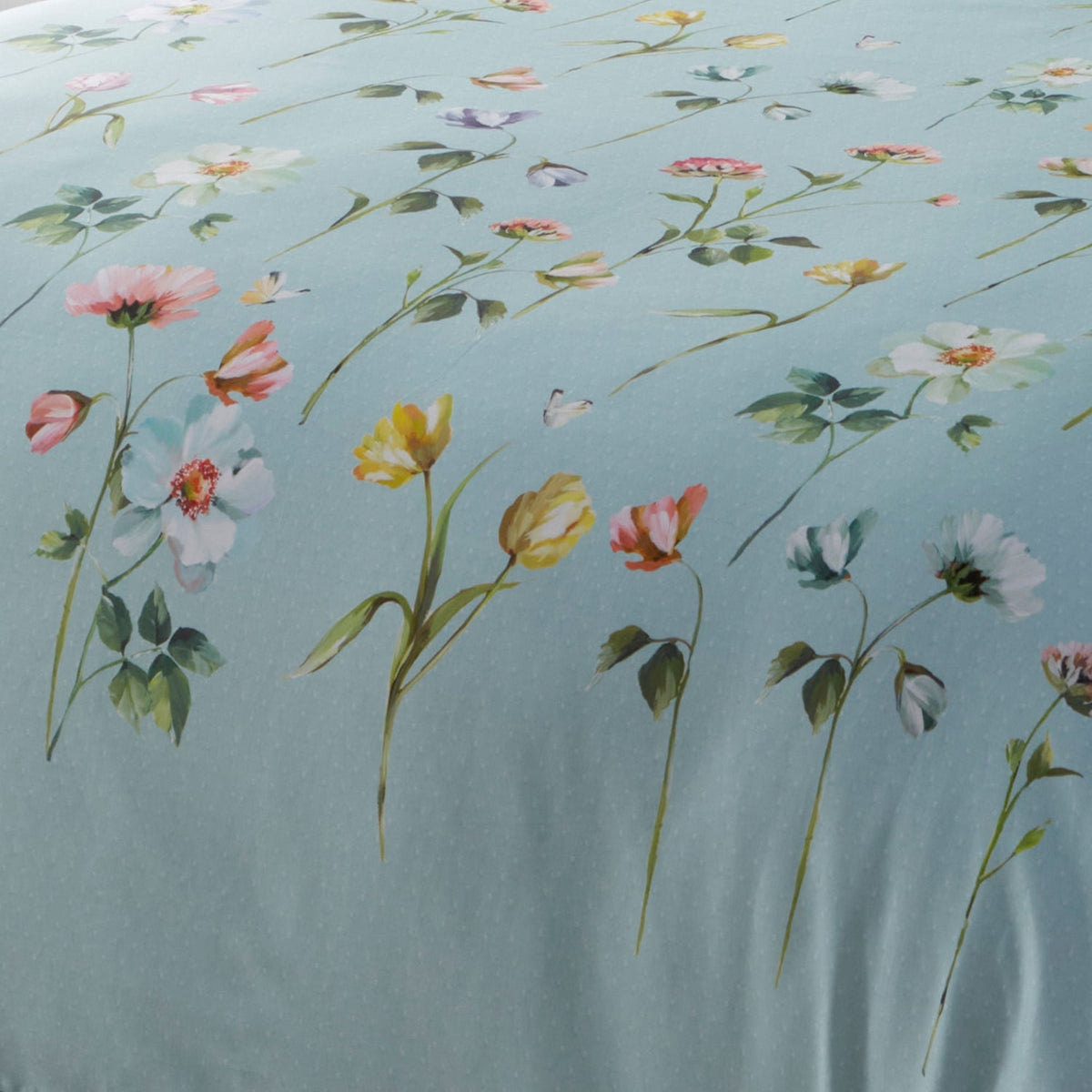 Serenity Floral Duck Egg Cotton Sateen Duvet Cover Set - Serenity Duvet Cover Set In Duck Egg 3