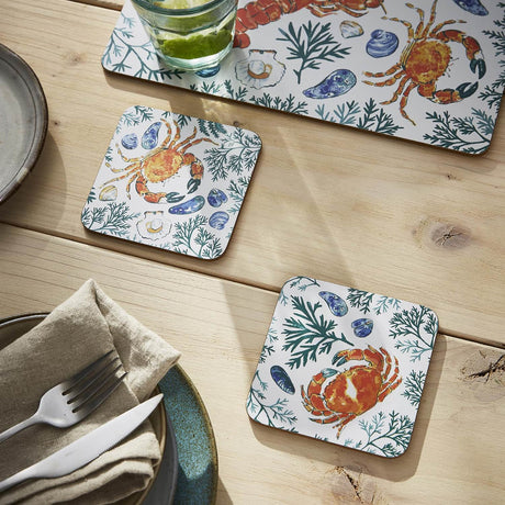 Ulster Weavers Shellfish Coasters 4 Pack - Shellfish Coasters 4 Pack In Green 4