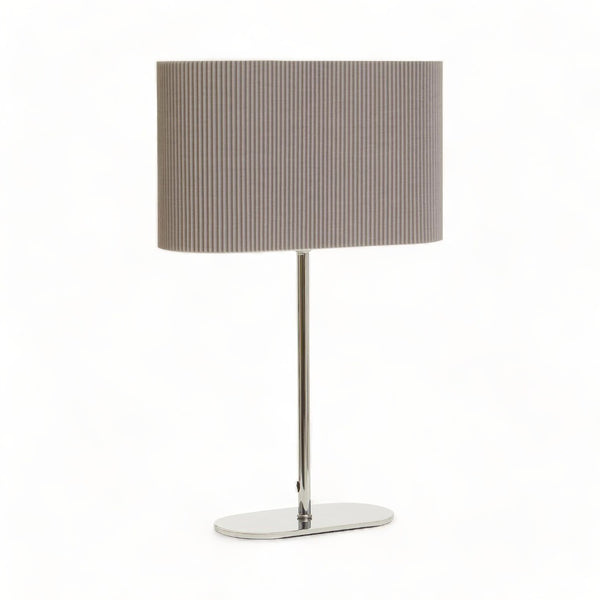 Shiny Silver and Grey Ribbed Fabric Table Lamp 41cm