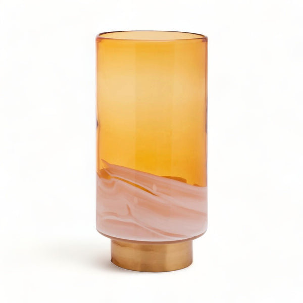 Sienna Amber & Brass Tall Glass Vase 32cm