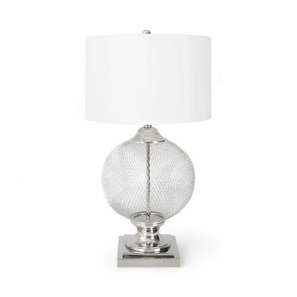 Silver Metal Cage Table Lamp 78cm