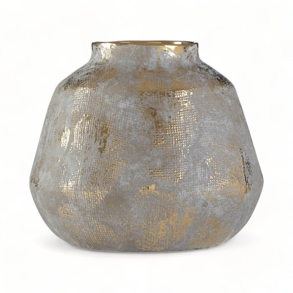 Small Callie Grey & Gold Ceramic Vase 19cm