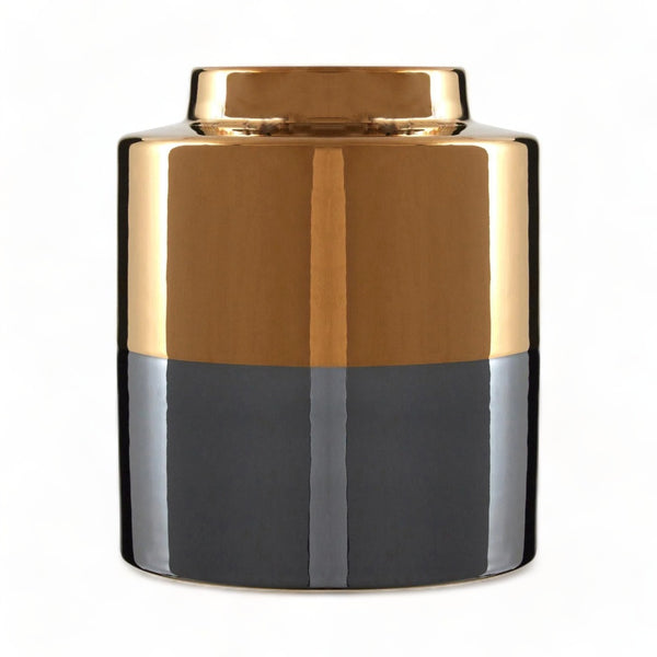 Small Grey Stella Metallic Gold Vase 20cm