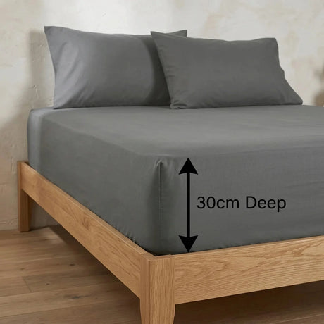 So Soft Microfibre Charcoal Fitted Sheet 30cm Deep-3