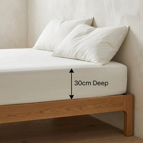 So Soft Microfibre Cream Fitted Sheet 30cm Deep-3