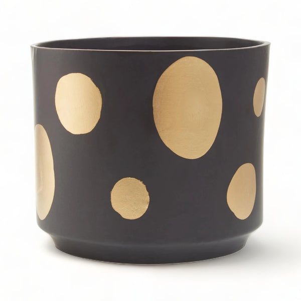 Soho Ceramic Plant Pot Black & Gold 18cm