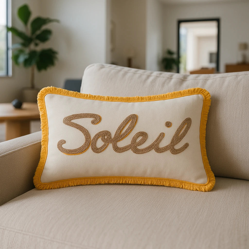 Soleil Yellow Cushion Cover or Filled Cushion 30cm x 50cm