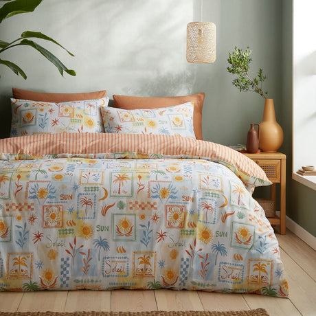 Soleil Mediterranean Print Cotton Blend Duvet Cover Set
