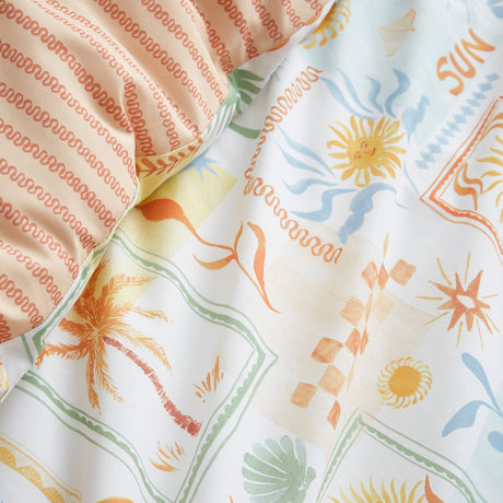 Soleil Mediterranean Print Cotton Blend Duvet Cover Set - Soleil Duvet Cover Set In Multi 3