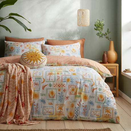 Soleil Mediterranean Print Cotton Blend Duvet Cover Set - Soleil Duvet Cover Set In Multi 5