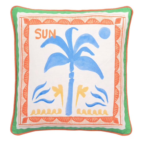 Soleil Palm Tree Print Outdoor Filled Cushion 100% Cotton - Soleil Palm Outdoor Cushion In Multi 43 X 43Cm 2