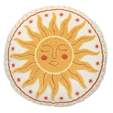 Soleil Embroidered Sun Yellow Cotton Round Filled Cushion - Soleil Round Cushion In Yellow 2