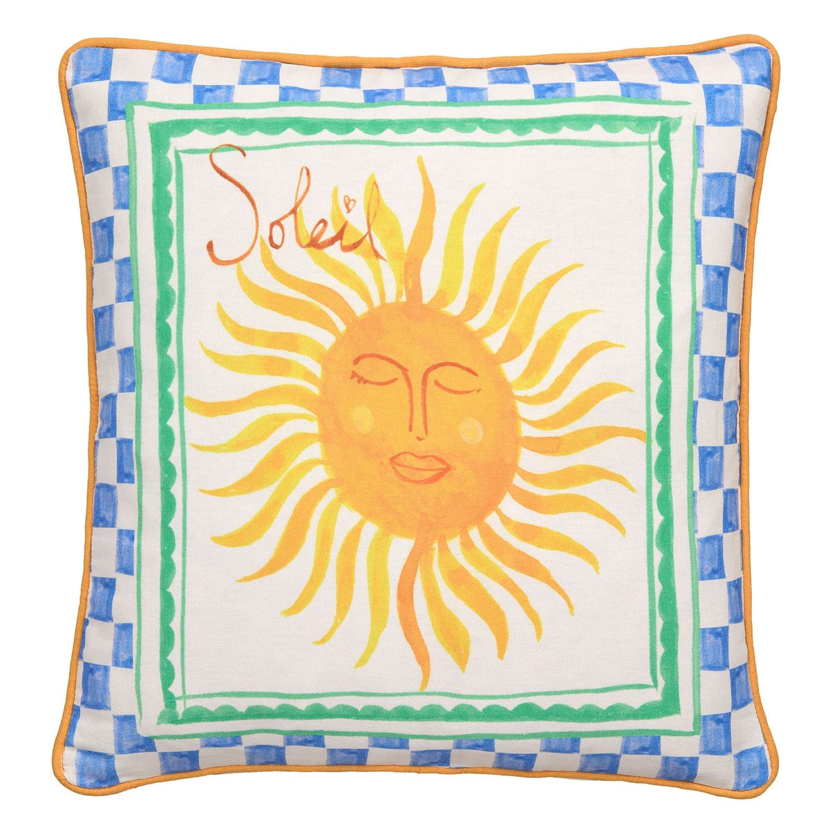 Soleil Sun Illustrated Print Outdoor Filled Cushion / Cushion Cover - Soleil Sun Outdoor Cushion In Multi 43 X 43Cm 2