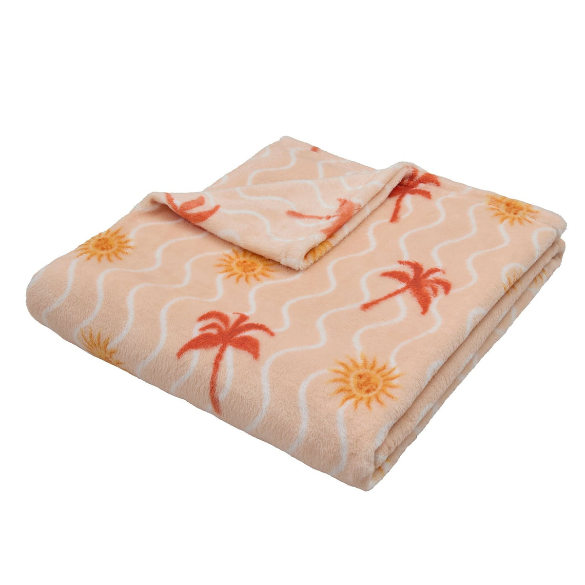 Soleil Mediterranean Print Recycled Polyester Throw 120cm x 150cm - Coral/Camel - Soleil Throw In Coral Camel 120 X 150Cm 2