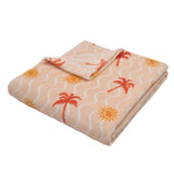 Soleil Mediterranean Print Recycled Polyester Throw 120cm x 150cm - Coral/Camel - Soleil Throw In Coral Camel 120 X 150Cm 2
