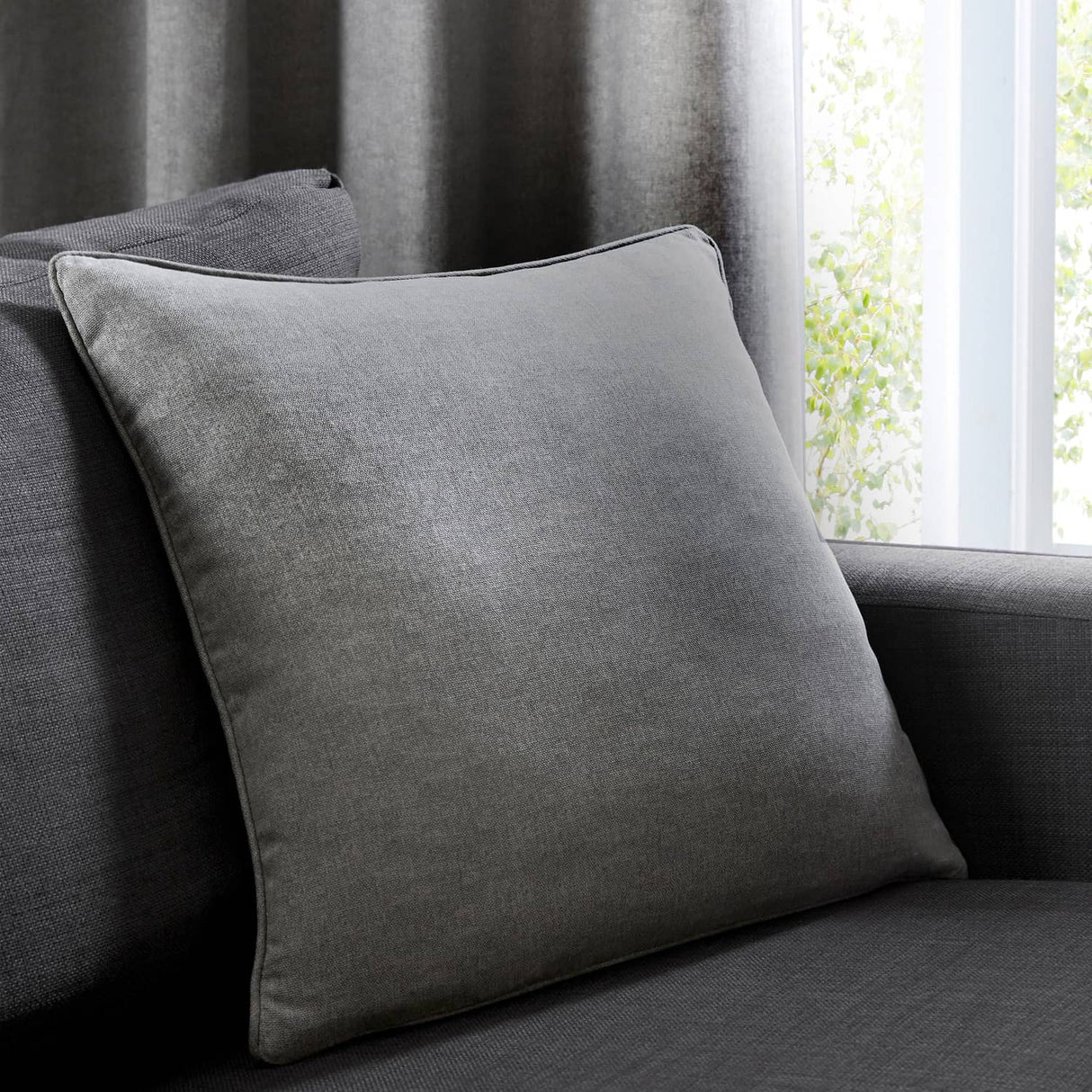 Sorbonne Cotton Cushion Cover 43cm x 43cm (17" x 17") - Charcoal - Sorbonne Cushion In Charcoal 43 X 43Cm 2