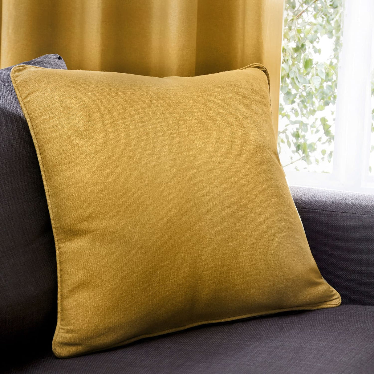 Sorbonne Cotton Cushion Cover 43cm x 43cm (17" x 17") - Ochre - Sorbonne Cushion In Ochre 43 X 43Cm 2