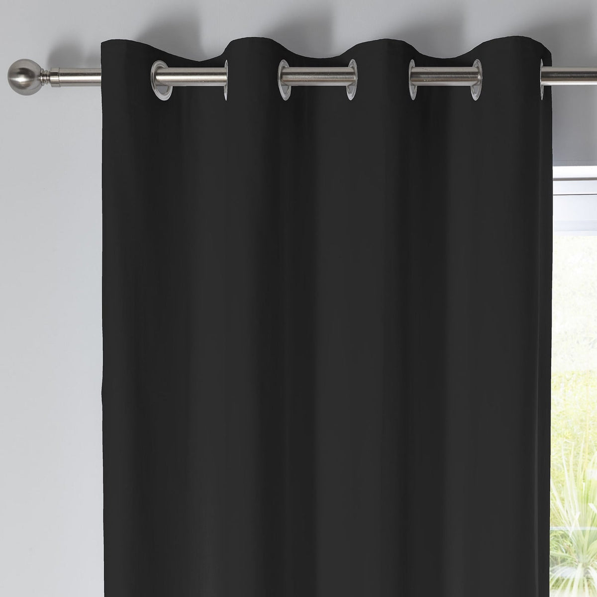 Sorbonne Cotton Lined Eyelet Curtains - Black Light Filtering Printed - Sorbonne Eyelet Curtains In Black 2