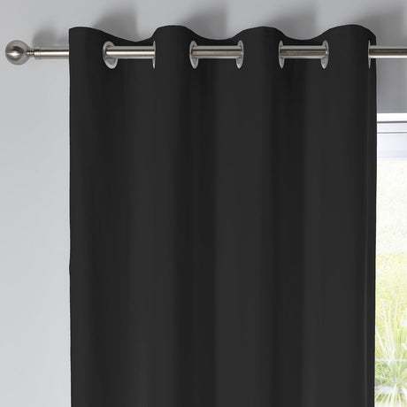 Sorbonne Cotton Lined Eyelet Curtains - Black Light Filtering Printed - Sorbonne Eyelet Curtains In Black 2