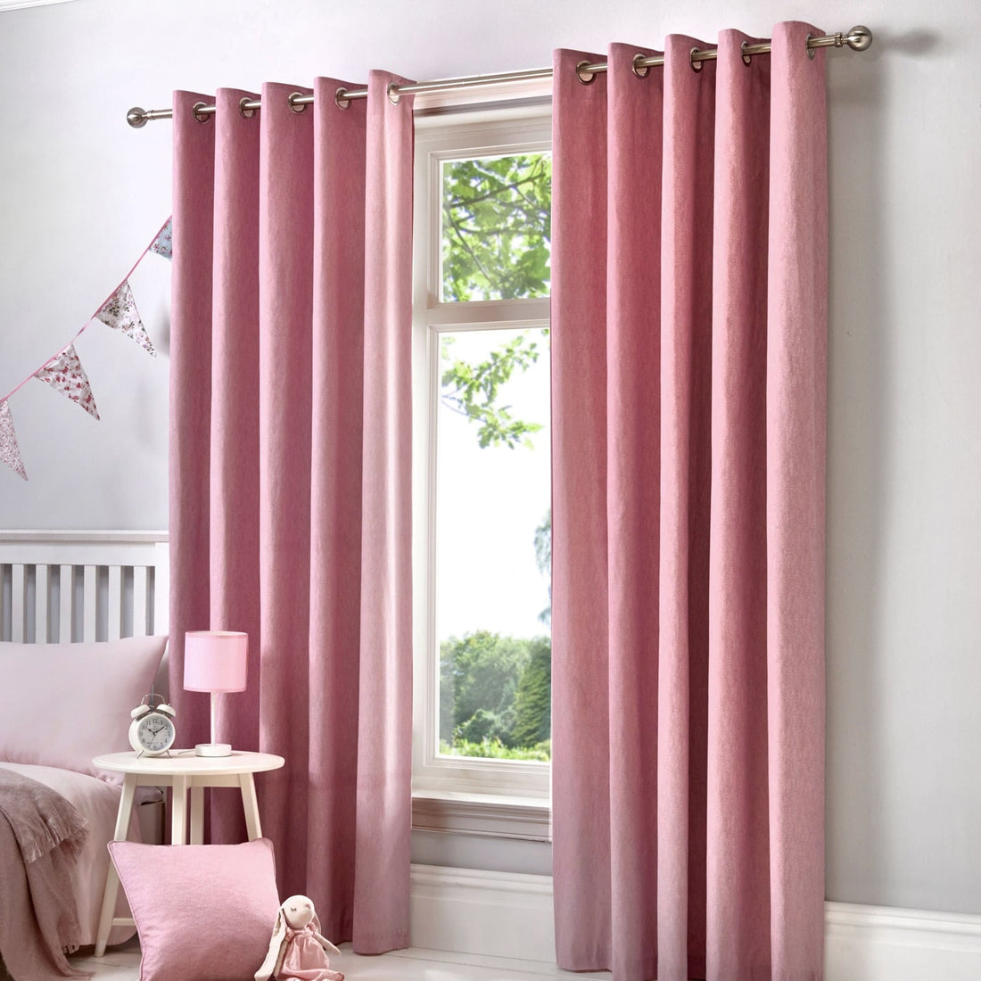 Sorbonne Lined Blush 100% Cotton Eyelet Curtains