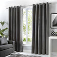Sorbonne Cotton Lined Eyelet Curtains - Charcoal Light Filtering