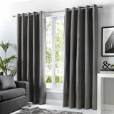 Sorbonne Cotton Lined Eyelet Curtains - Charcoal Light Filtering