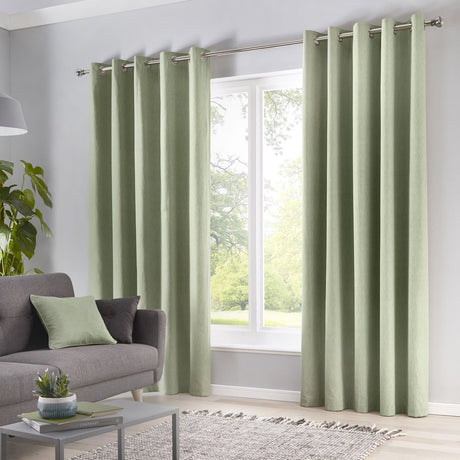 Sorbonne Cotton Lined Eyelet Curtains - Green Light Filtering