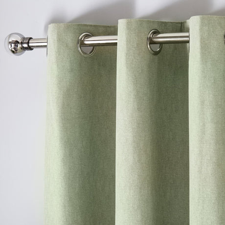 Sorbonne Cotton Lined Eyelet Curtains - Green Light Filtering - Sorbonne Eyelet Curtains In Green 3