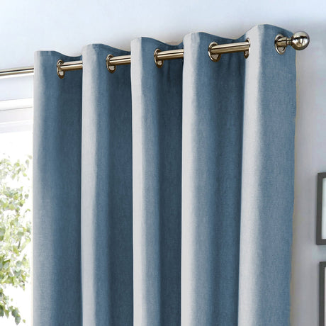 Sorbonne Cotton Lined Eyelet Curtains - Light Blue Light Filtering Printed - Sorbonne Eyelet Curtains In Light Blue 2