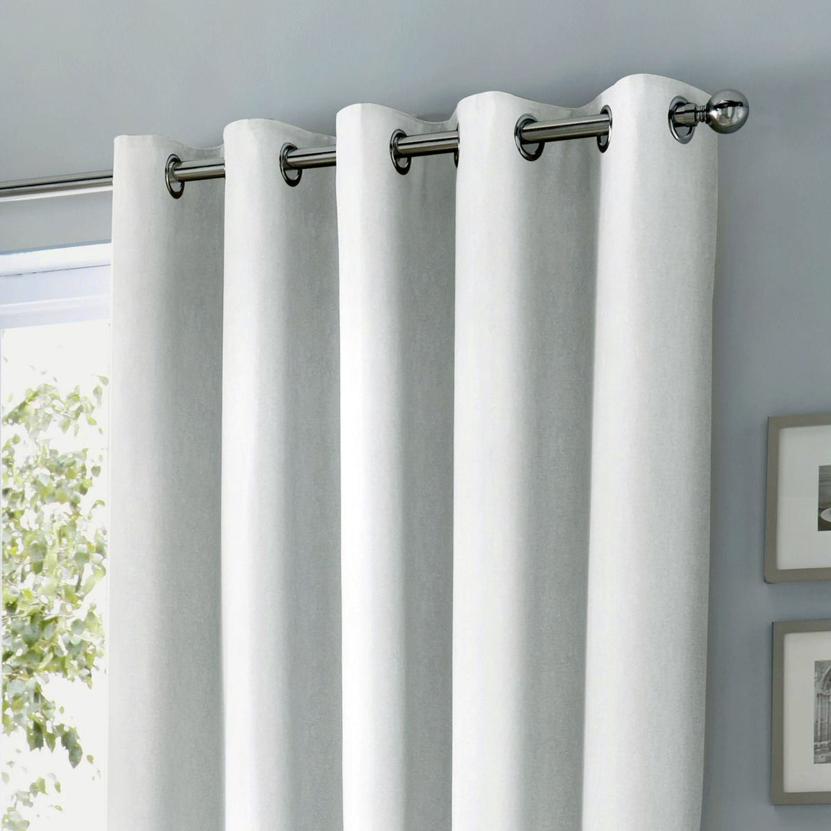 Sorbonne Cotton Lined Eyelet Curtains - White Light Filtering - Sorbonne Eyelet Curtains In White 3