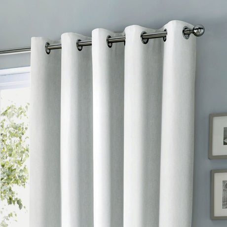Sorbonne Cotton Lined Eyelet Curtains - White Light Filtering - Sorbonne Eyelet Curtains In White 3