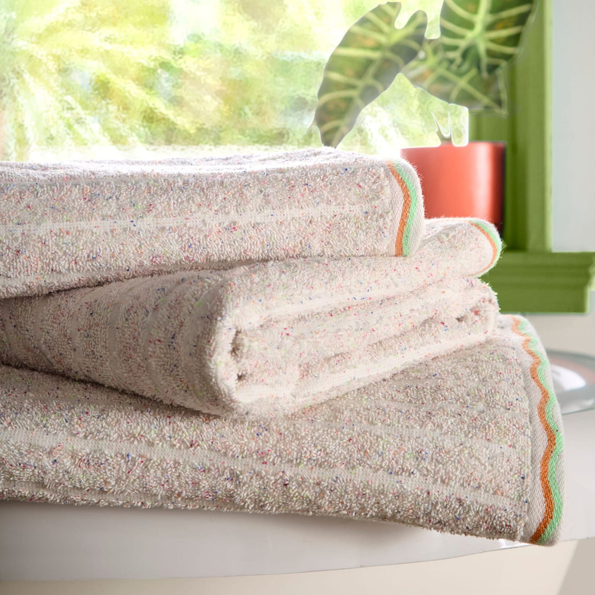 Speckle Rib 550 GSM Bathroom Towels - Natural - Speckle Rib Towels In Natural 3
