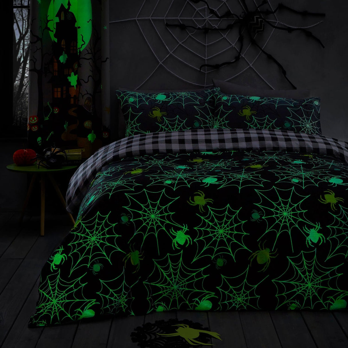 Spiders Grey Halloween Microfibre Duvet Cover Set - Spiders Halloween Duvet Cover Set In Grey 2
