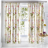 Spring Glade Floral Polycotton Pencil Pleat Curtains Light Filtering Printed