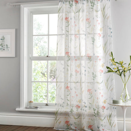 Spring Glade Floral Voile Curtain Panel