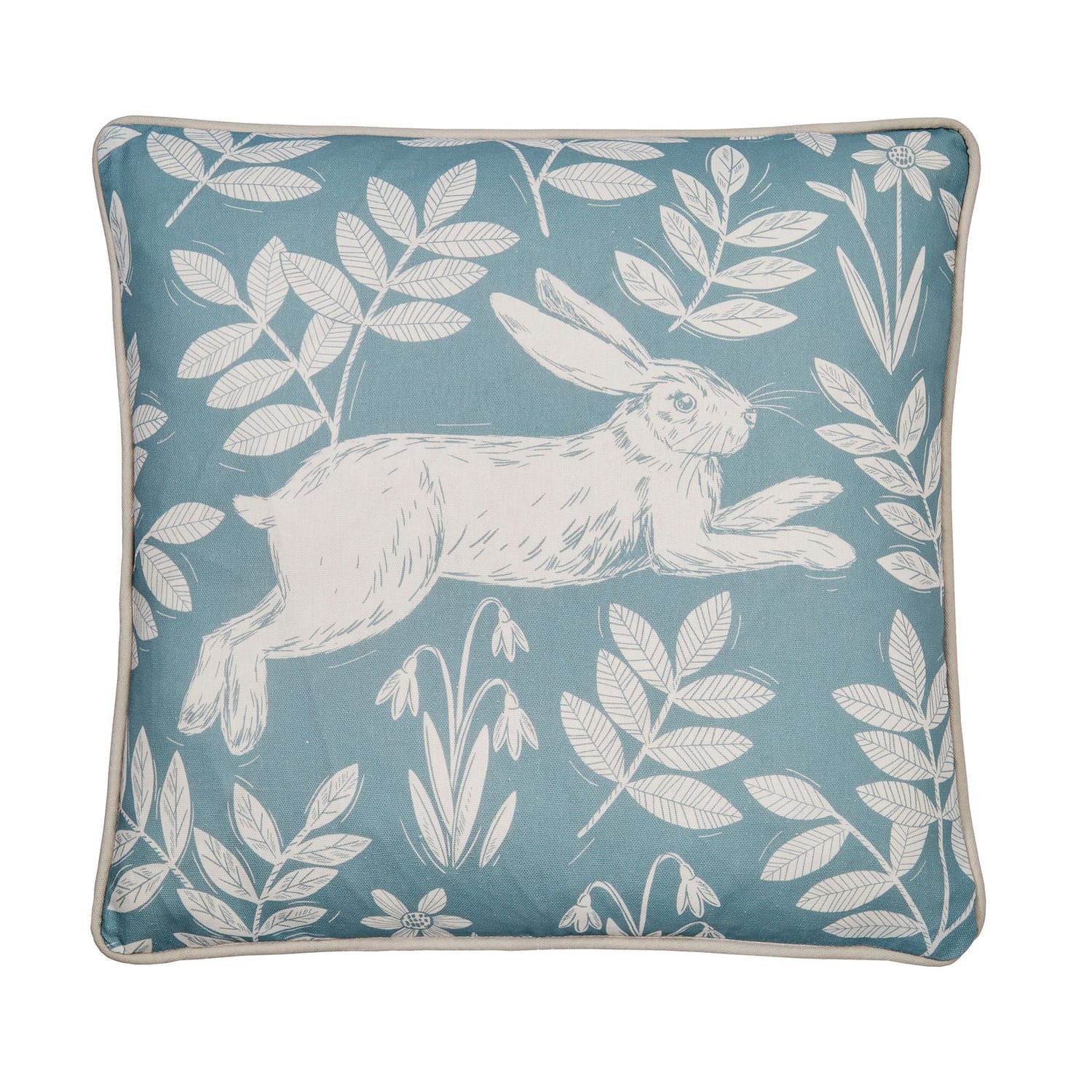 Spring Rabbit Outdoor Duck Egg 100% Cotton Cushion Cover 43cm x 43cm - Spring Rabbit Outdoor Cushion In Duck Egg 43 X 43Cm 2