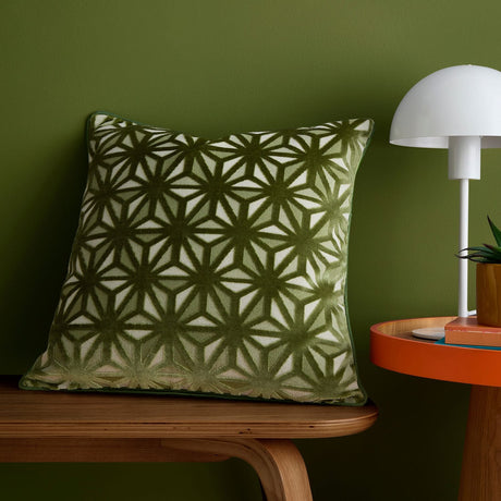 Star Geo Geometric Textured Green Filled Cushion / Cover 17" x 17"