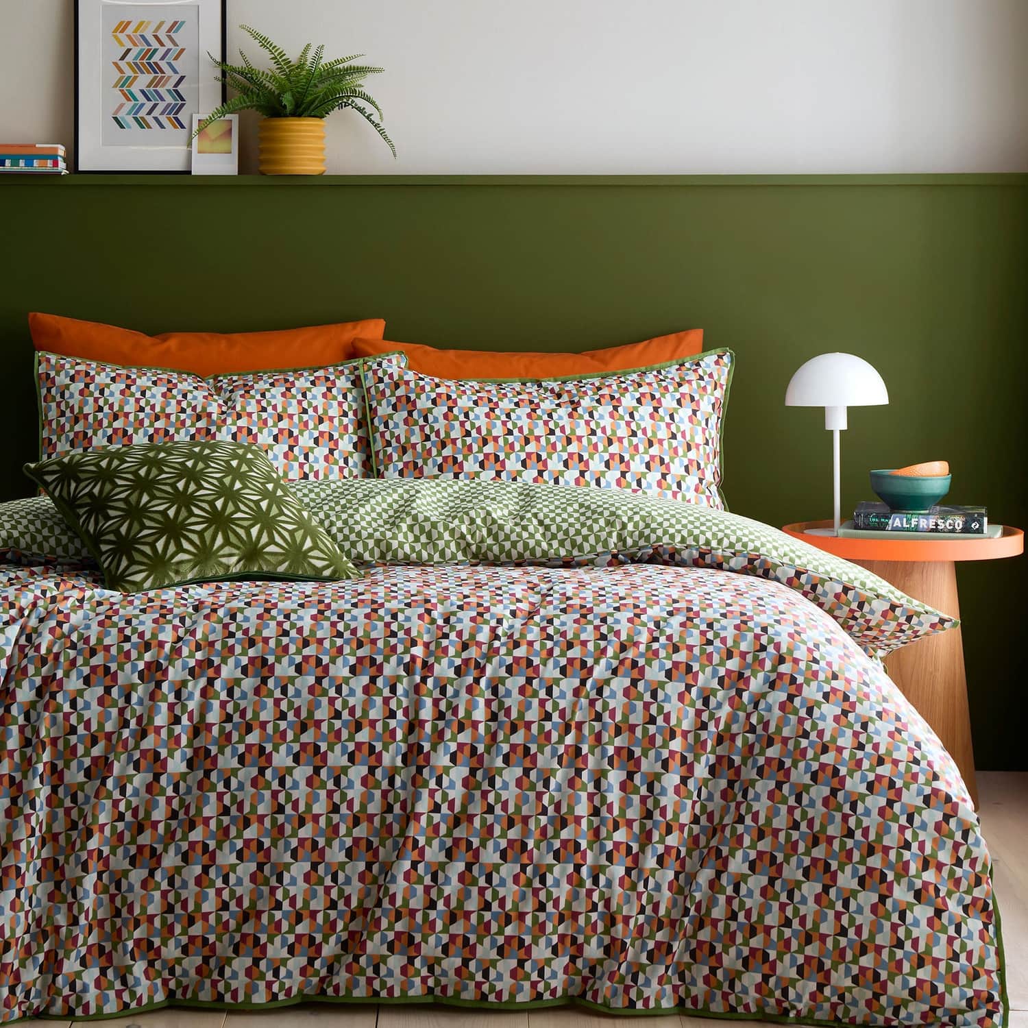 Star Geo Geometric Textured Green Filled Cushion / Cover 17" x 17" - Star Geo Cushion In Green 43 X 43Cm 5