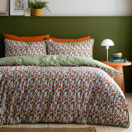 Star Geo 100% Cotton Geometric Duvet Cover Set Natural