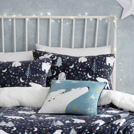 Starry Night Cosy Microfibre Duvet Cover Set - Starry Night Christmas Duvet Cover Set In Blue 4