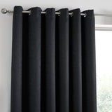 Strata Thermal Dim Out Woven Eyelet Curtains - Black Light Filtering - Strata Eyelet Curtains In Black 2