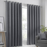 Strata Thermal Dim Out Woven Eyelet Curtains - Charcoal Light Filtering