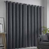 Strata Thermal Dim Out Woven Eyelet Curtains - Charcoal Light Filtering - Strata Eyelet Curtains In Charcoal 2