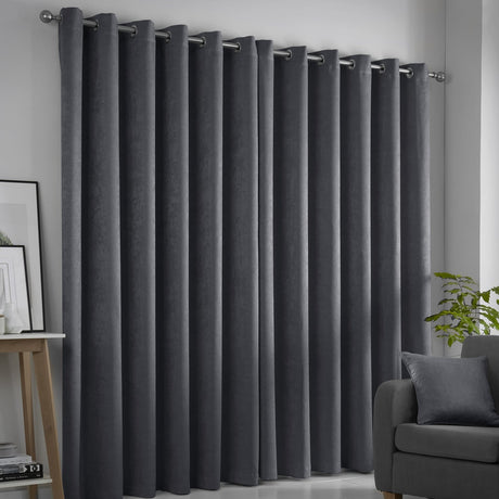 Strata Thermal Dim Out Woven Eyelet Curtains - Charcoal Light Filtering - Strata Eyelet Curtains In Charcoal 2