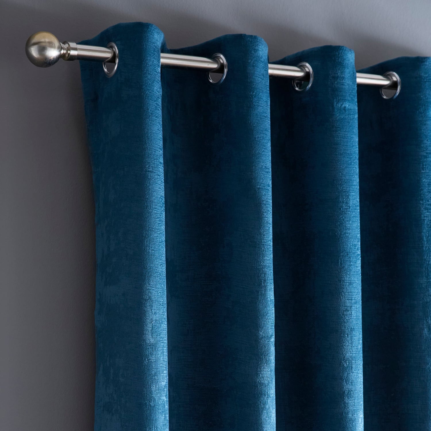 Strata Thermal Dim Out Woven Eyelet Curtains - Teal Light Filtering - Strata Eyelet Curtains In Dark Teal 2
