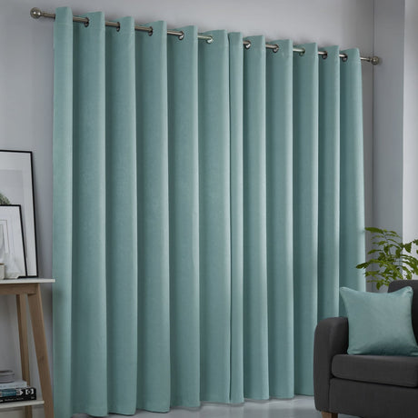 Strata Thermal Dim Out Woven Eyelet Curtains - Duck Egg Light Filtering - Strata Eyelet Curtains In Duck Egg 2