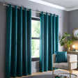 Strata Thermal Dim Out Woven Eyelet Curtains - Dark Teal Light Filtering - Strata Eyelet Curtains In Forest Green 1