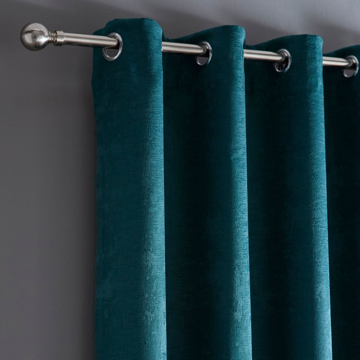 Strata Thermal Dim Out Woven Eyelet Curtains - Dark Teal Light Filtering - Strata Eyelet Curtains In Forest Green 2