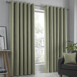 Strata Thermal Dim Out Woven Eyelet Curtains - Green Light Filtering