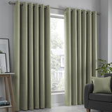 Strata Thermal Dim Out Woven Eyelet Curtains - Green Light Filtering